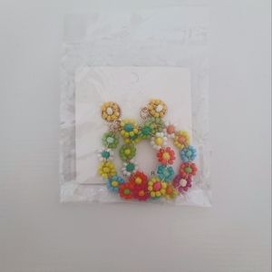 Colorful, flower, earrings, teardrop